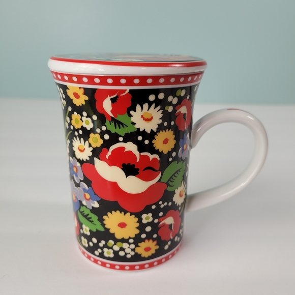 Vera Bradley Coffee Tea Mug Poppy Fields Barnes & Noble With Lid Cover 8 oz - Picture 2 of 8